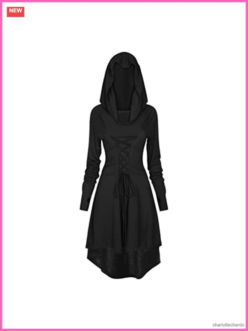 Womens Hooded Renaissance Dress Lace Up Medieval Cosplay Costume